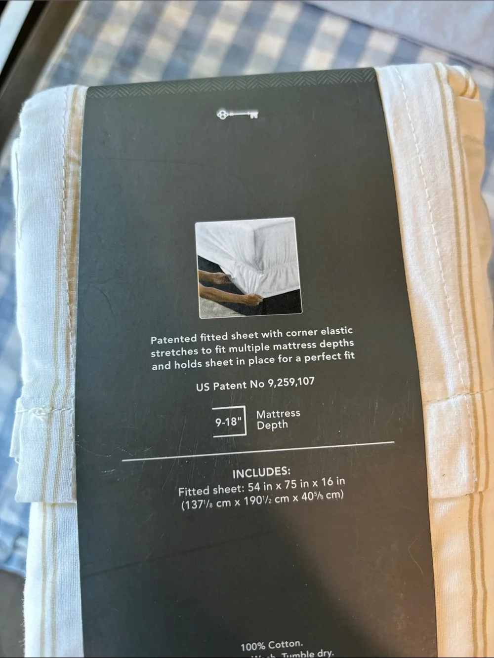 Threshold Ultra Soft Fitted Sheet - White with tan stripe